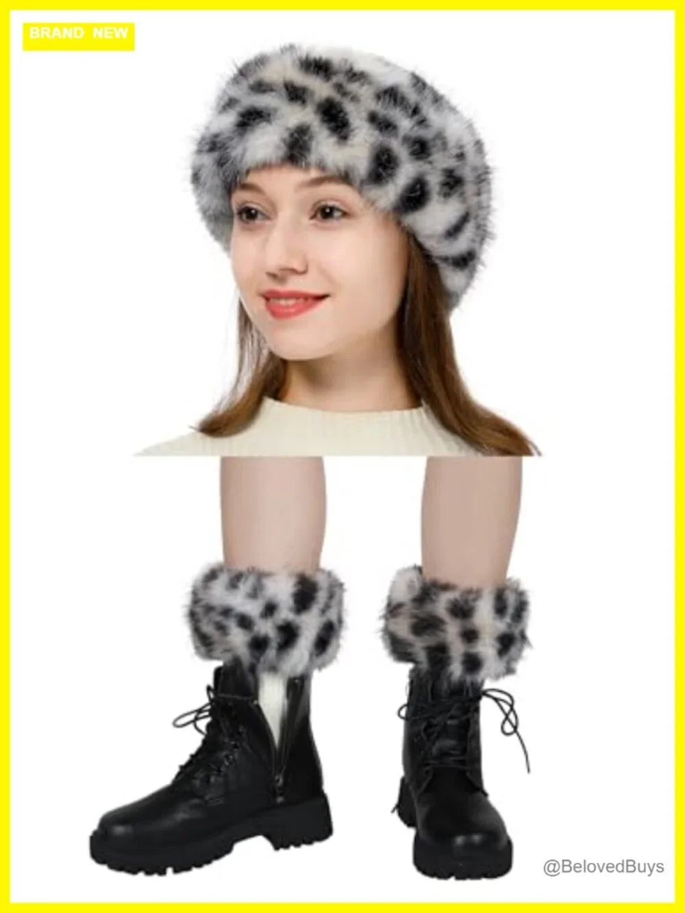 Faux Fur Headband & Leg Warmers 2pc Set for Winter